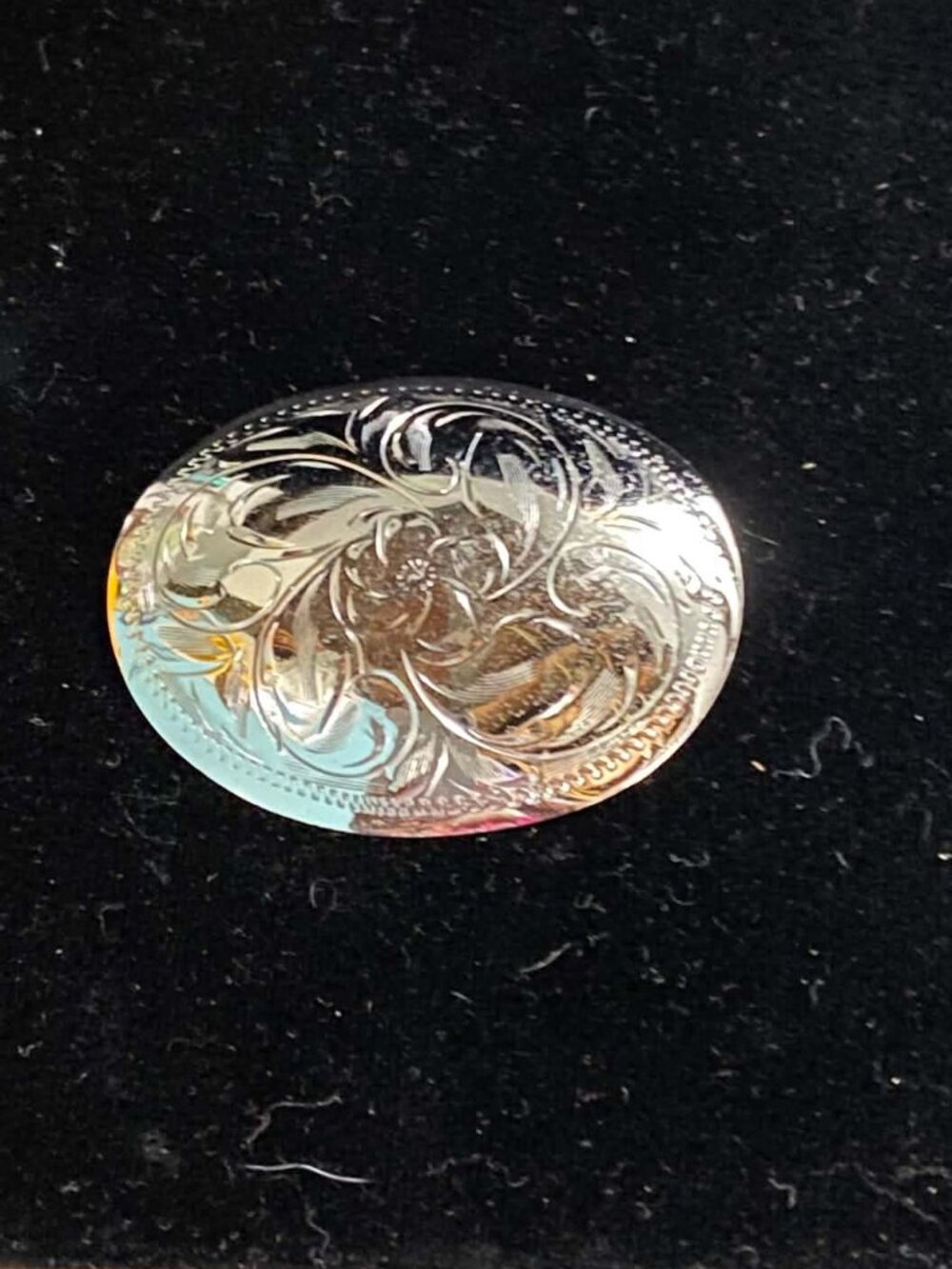 Vintage .925 Sterling Bond Boyd Brooch Oval Etched Flower
